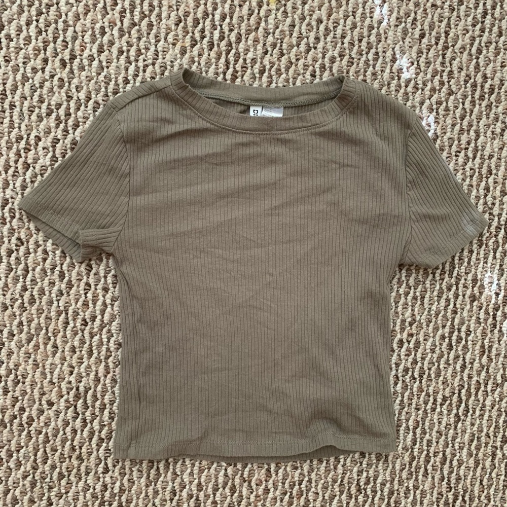 Olive Rib Knit Crop Top